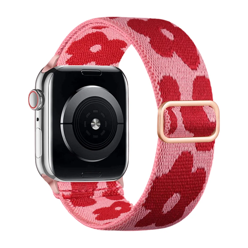 Breathable Stretchy Nylon Solo Loop Band with Love/Flower Pattern - Elastic Braided Design