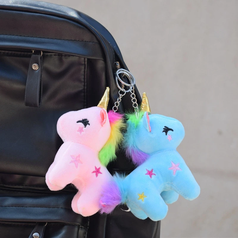 12cm Cute Cartoon Unicorn Plush Toy Keychain Animal Unicorn Doll Toy Key Chain for Student Bags Luggage Pendant Kids Gifts Toys 