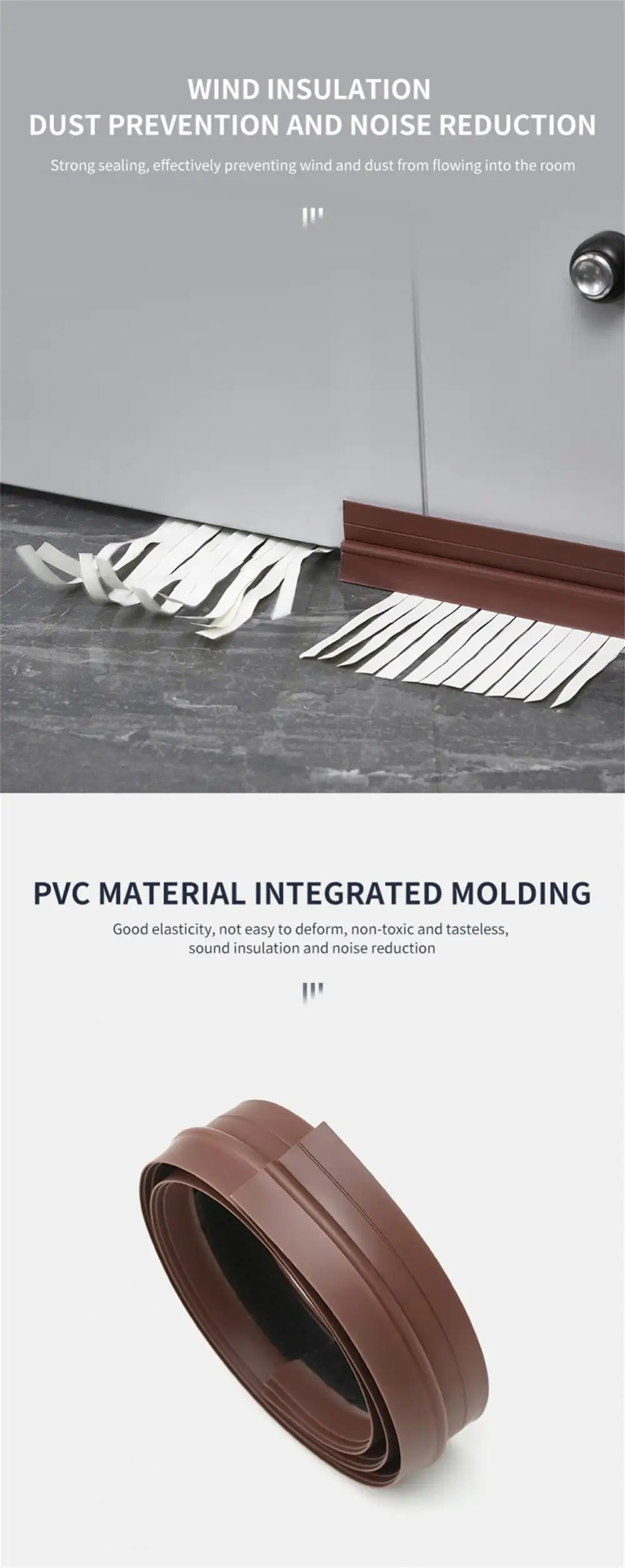 Description Picture 5 of itemDoor Bottom Sealing Strip Windproof Dust Stopper Guard Rain Weatherstrip Noise Reduction Insulator Sealer Home Hardware