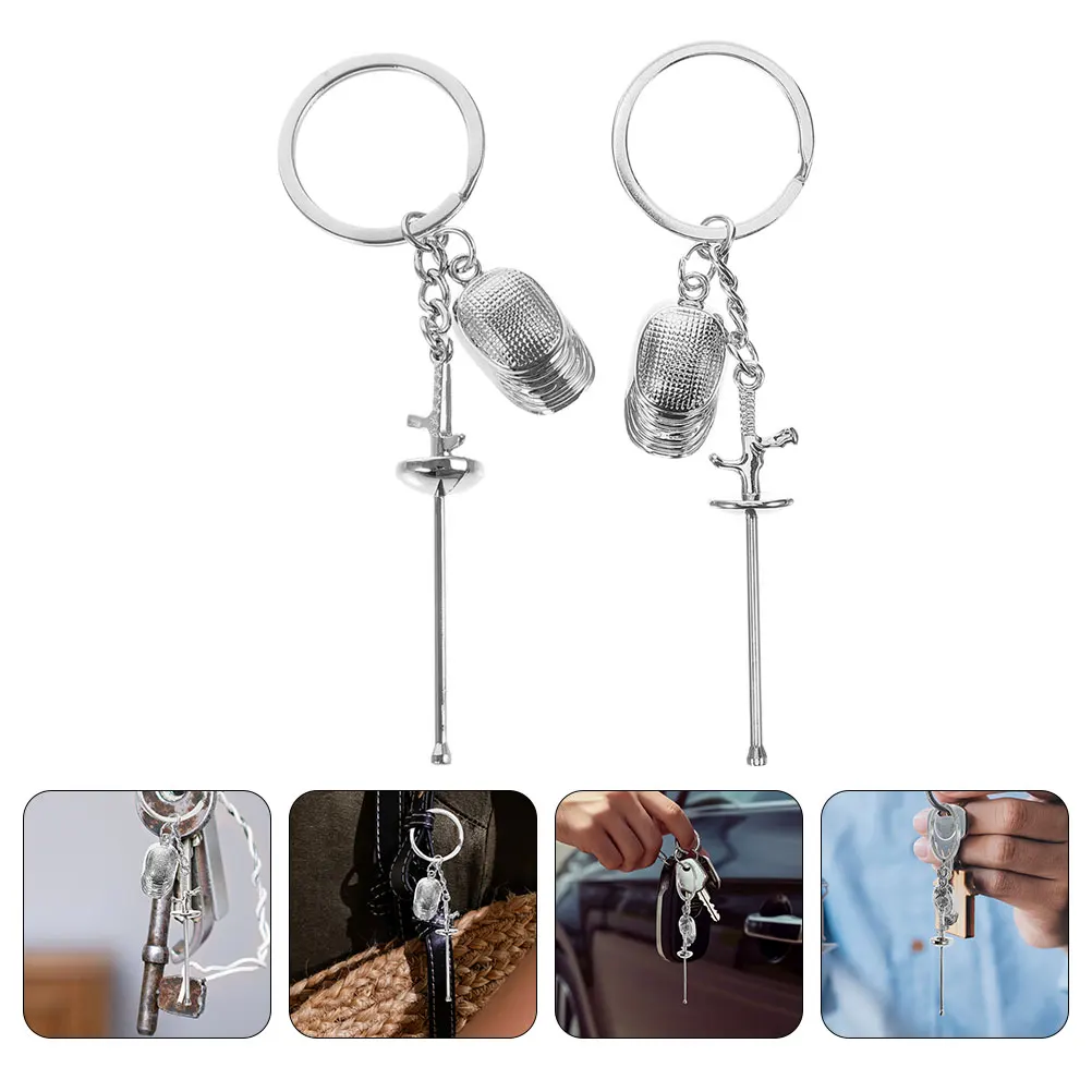 2pcs 펜싱 포일 Epee 펜싱 쥬얼리 디자인 스포츠 기념품 기념품 선물 자동차 열쇠 고리 스포츠 토큰 선물