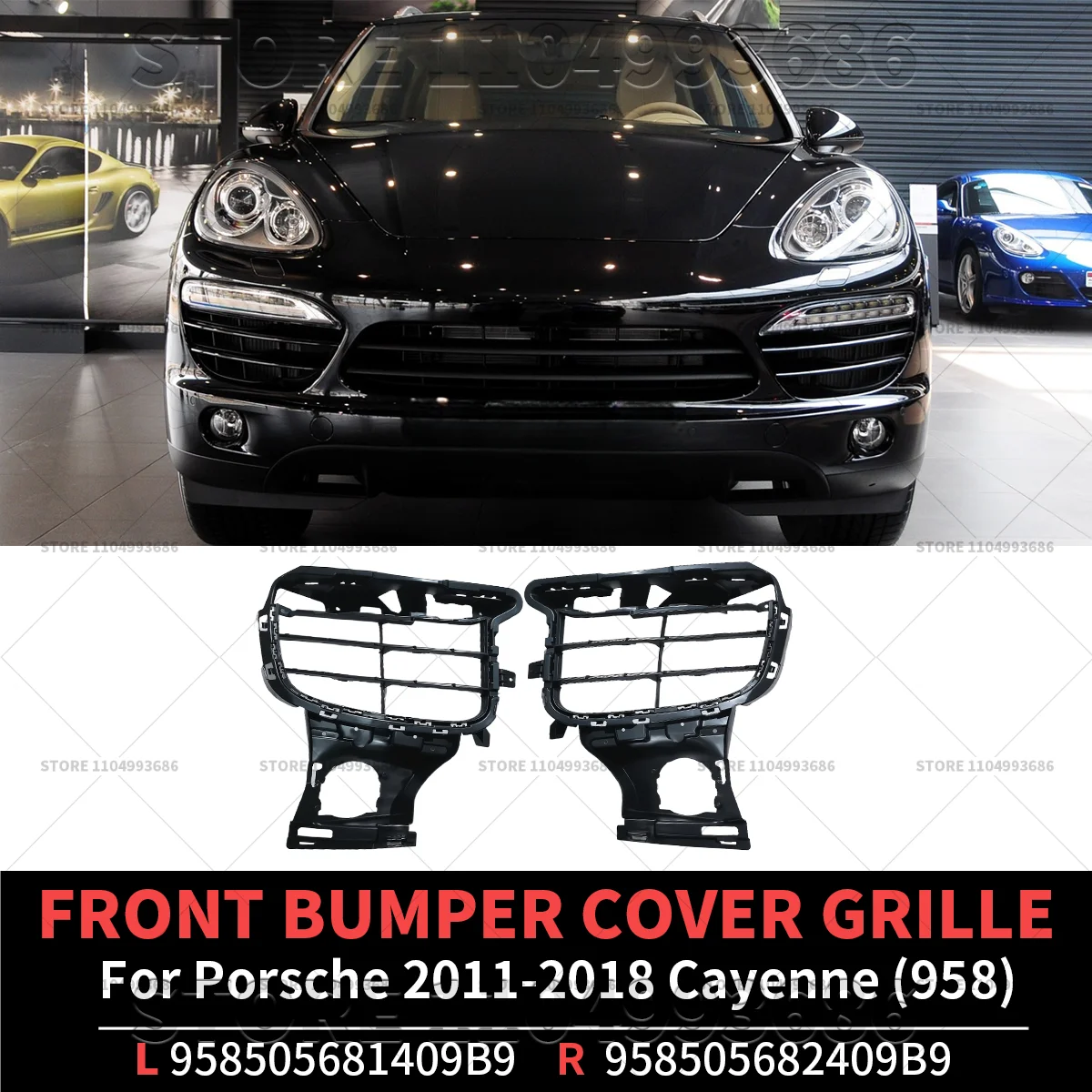 2011-2018 포르쉐 카이엔 (958) 프론트 범퍼 커버 외부 그릴 OEM 958505681409B9 958505682409B9 95850568140 95850568240