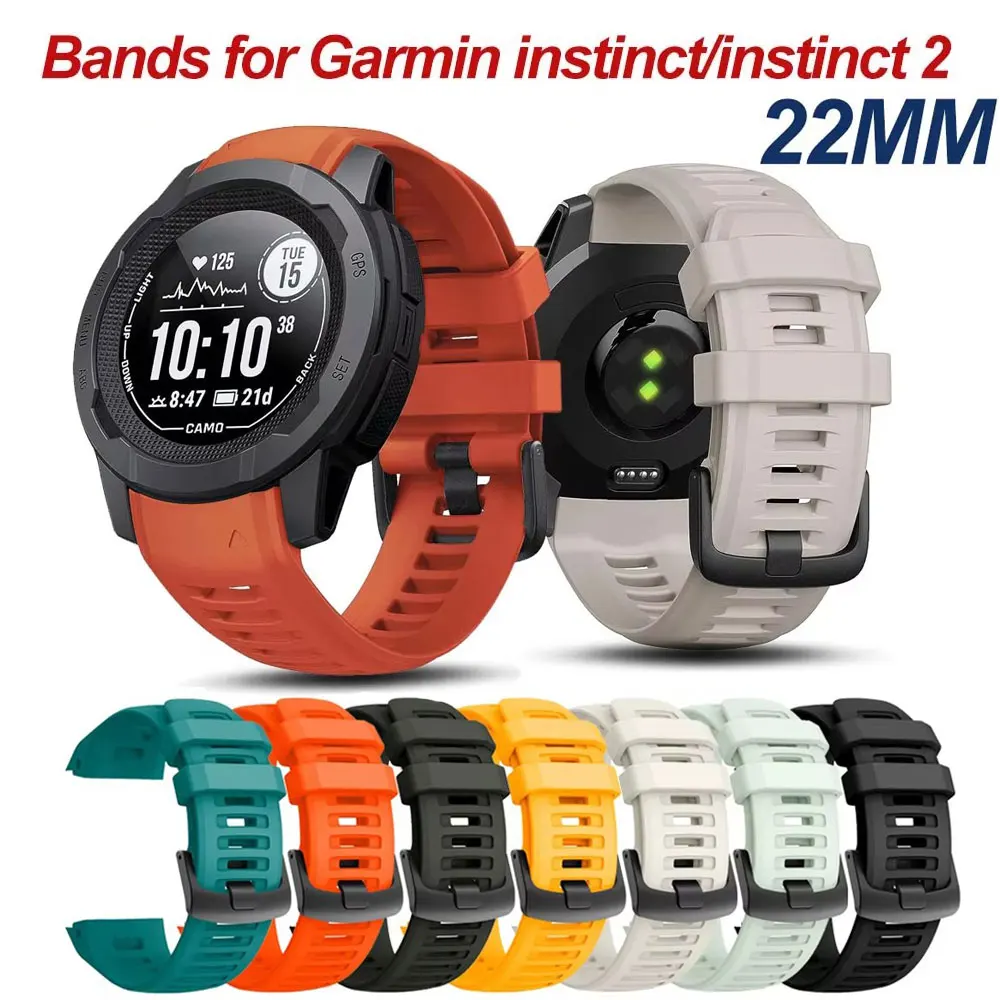 Garmin Instinct 1 2용 22mm 시계 밴드 실리콘 스트랩 Instinct 2/Solar/Esports/Tactical Band 팔찌용 교체용 손목 밴드