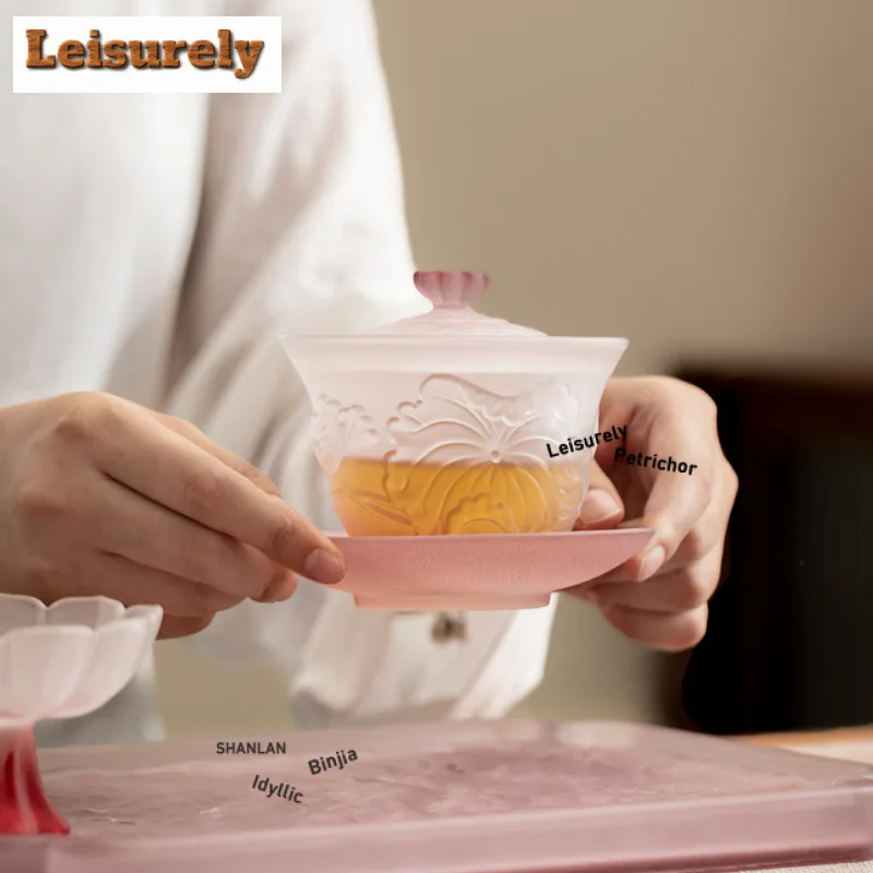 Azure Stone Gaiwan Japanese Heat Insulation Tea Tureen Household Tea Bowl with Lid Kit Tea Maker Cover Bowl Teaware Decoration