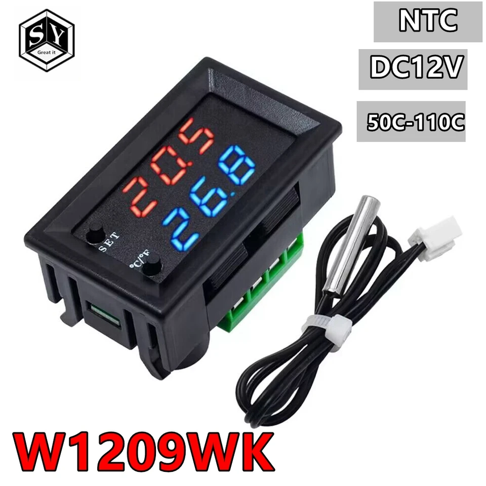 Termostato Digitale W1209 12V – Controller Di Temperatura Con Display LED, Per Incubatori, Acquari E Sistemi Di Raffreddamento