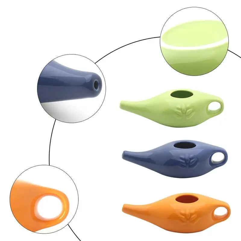 Ceramic Neti Pot Nose Washing Spout Washable Tools Cleaning Accessories Comfortable Spout Pot for Sinus Rhinitis Allergy