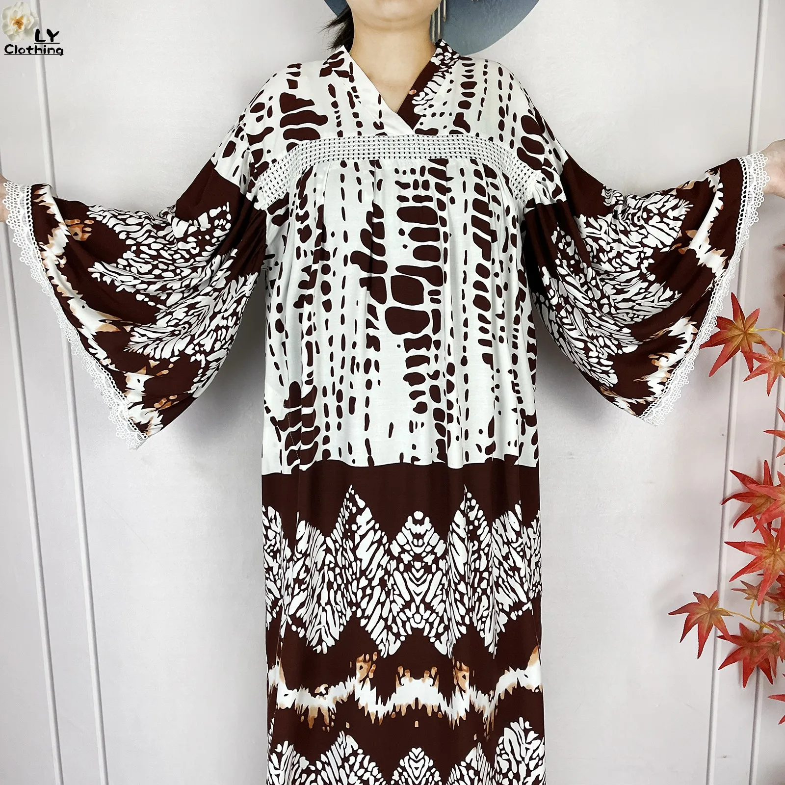 أحدث عباءة أفريقية لعام 2026 مطبوعة من القطن الخالص للنساء، فستان طويل فضفاض، أزياء دبي العصرية للعطلات والحفلات مع وشاح كبير