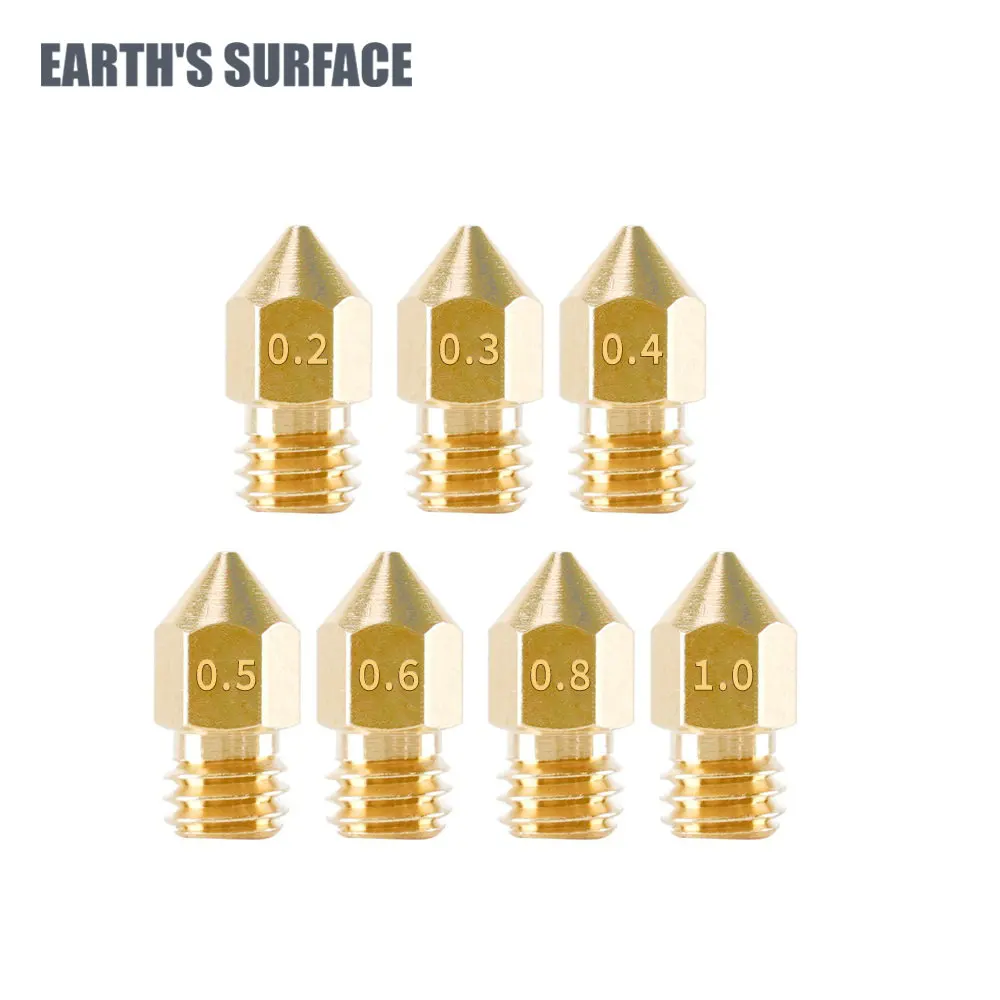 

ES-Part MK8 Nozzle 0.2/0.4/0.5/0.6/0.8/1.0mm 3D Printer Part Extruder M6 Thread Brass Nozzle 1.75mm for Creality Ender 3/3 Pro/3