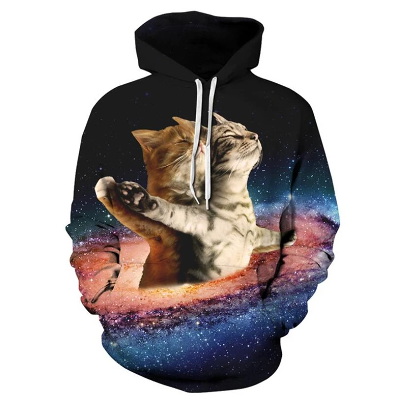 

3D Printed Funny Two Cats Pattern Sweatshirt Hoodies Unisex Sweatshirt Hip-hop Fashion Streetwear New Men Casual Hooded