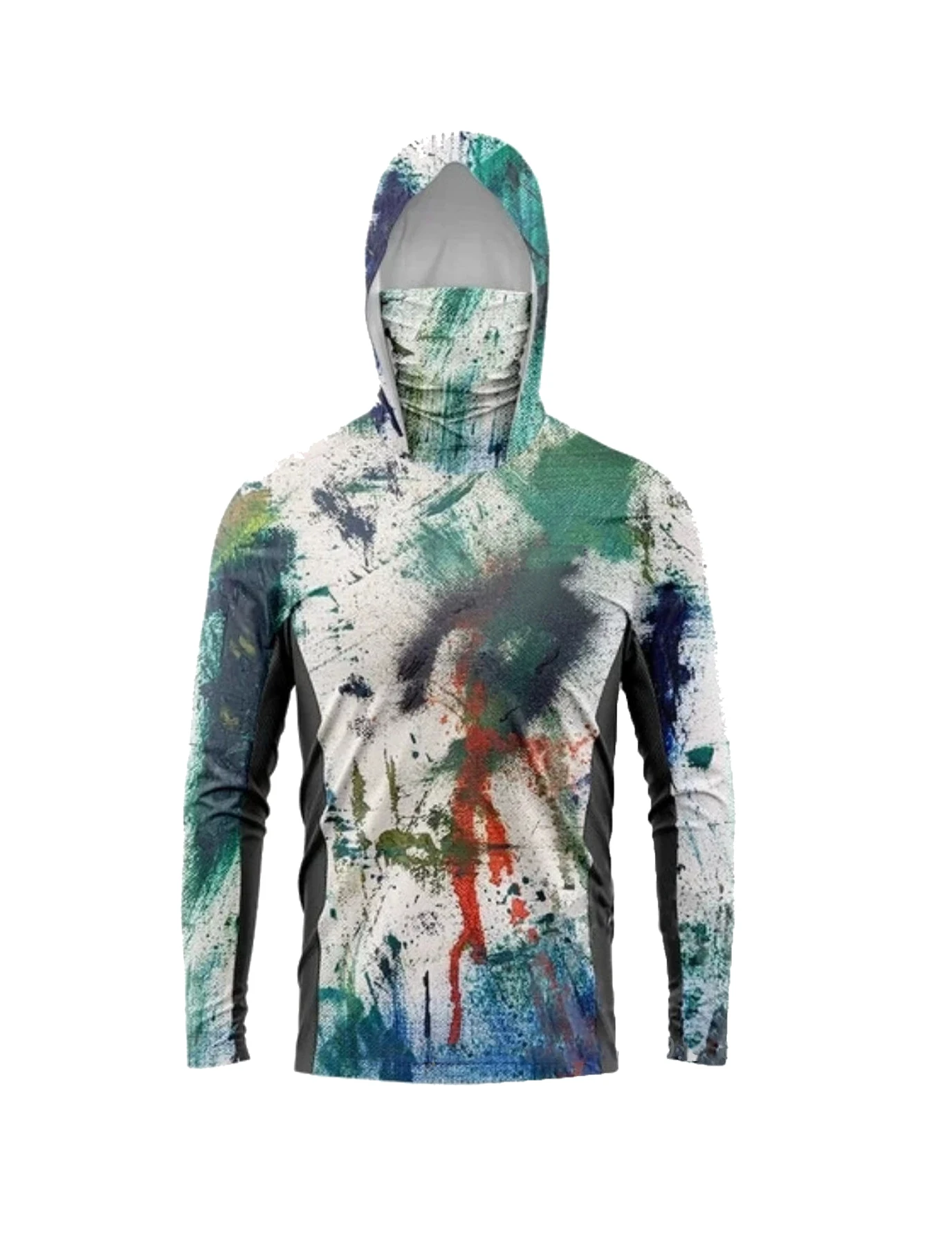 남성용 낚시 의류 긴팔 마스크 후드 낚시 셔츠 UPF 50+ 자외선 차단 기능성..