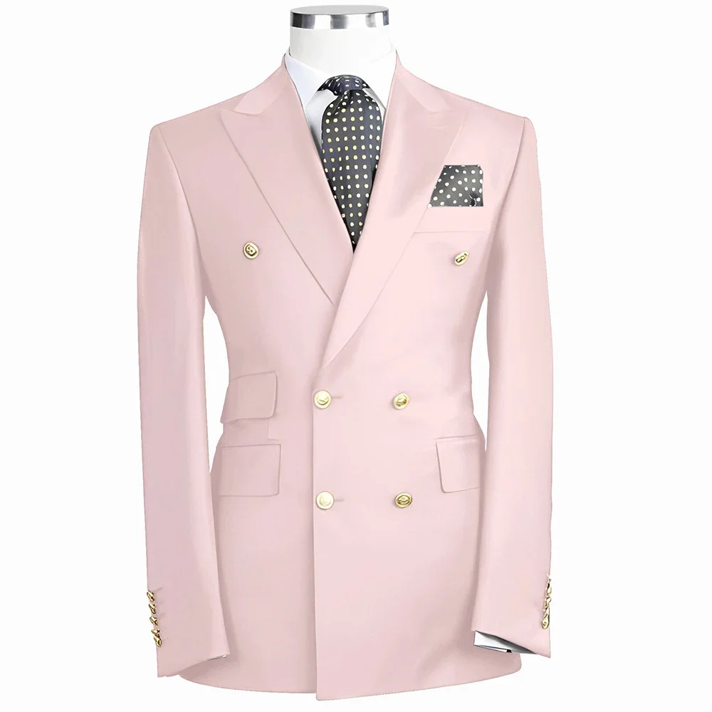 Men suits jackets Elegant Solid Peak Lapel Double Breasted