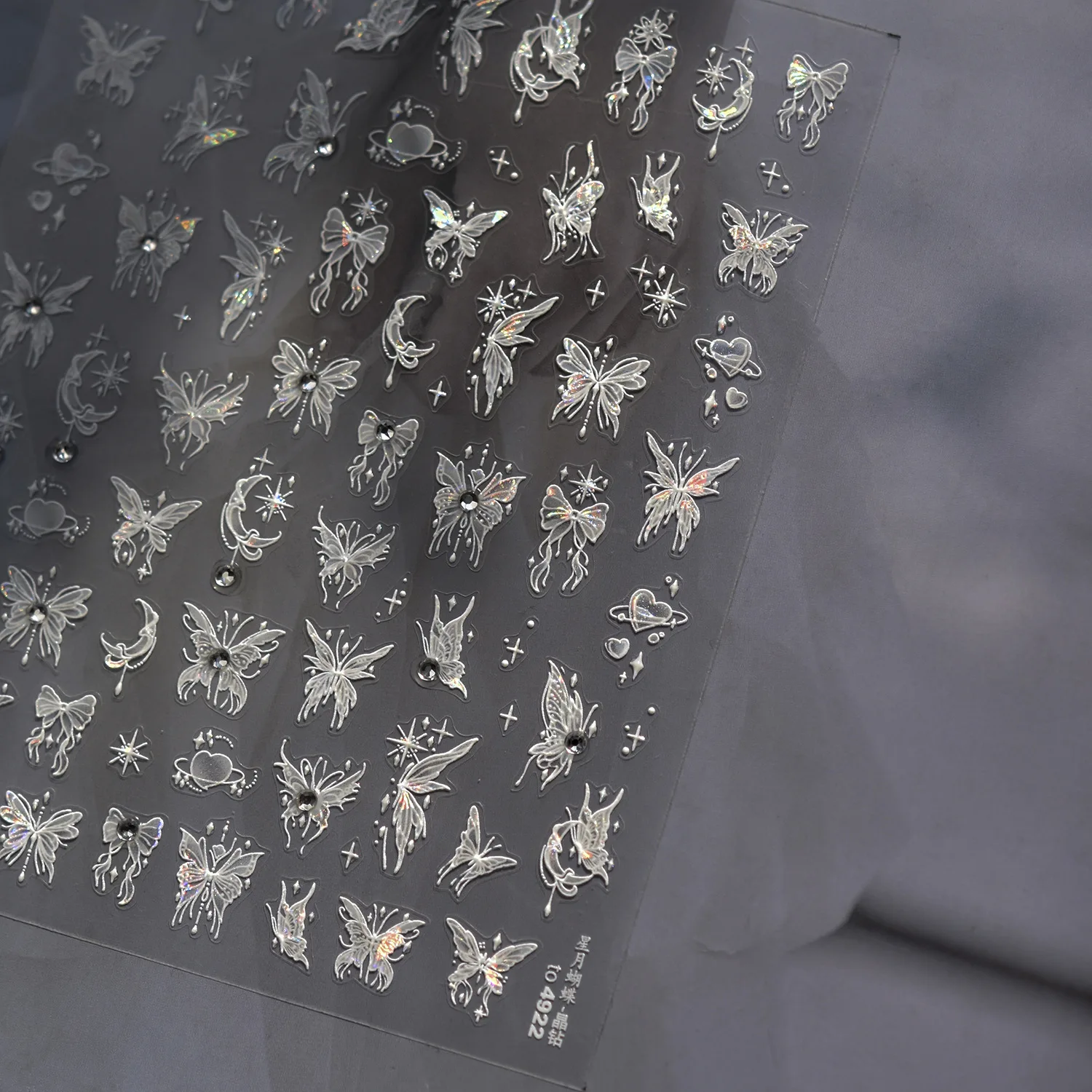 5D 크리스탈 다이아몬드 네일 스티커 3D 빛나는 천사 날개 나비 리본 하트 셀프 접착 네일 3D 데코 스티커 DIY 데칼