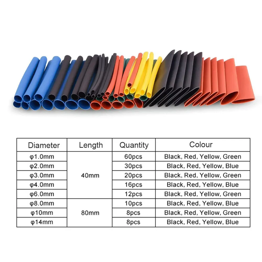 164PC Assorted Electrical Wire Terminals Insulated Crimp Connector Spade Ring Set Heat Shrink Sleeving Tube Wire Car Accessories