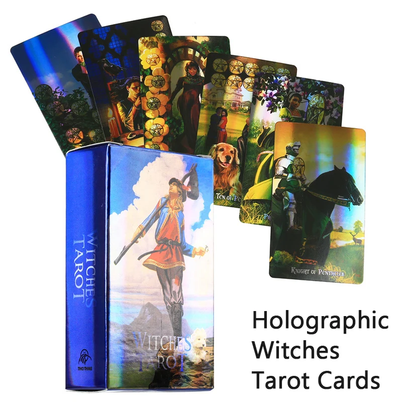 Tarot Cards Holographic Rider Waite Laser Thin Film Divination Card Games