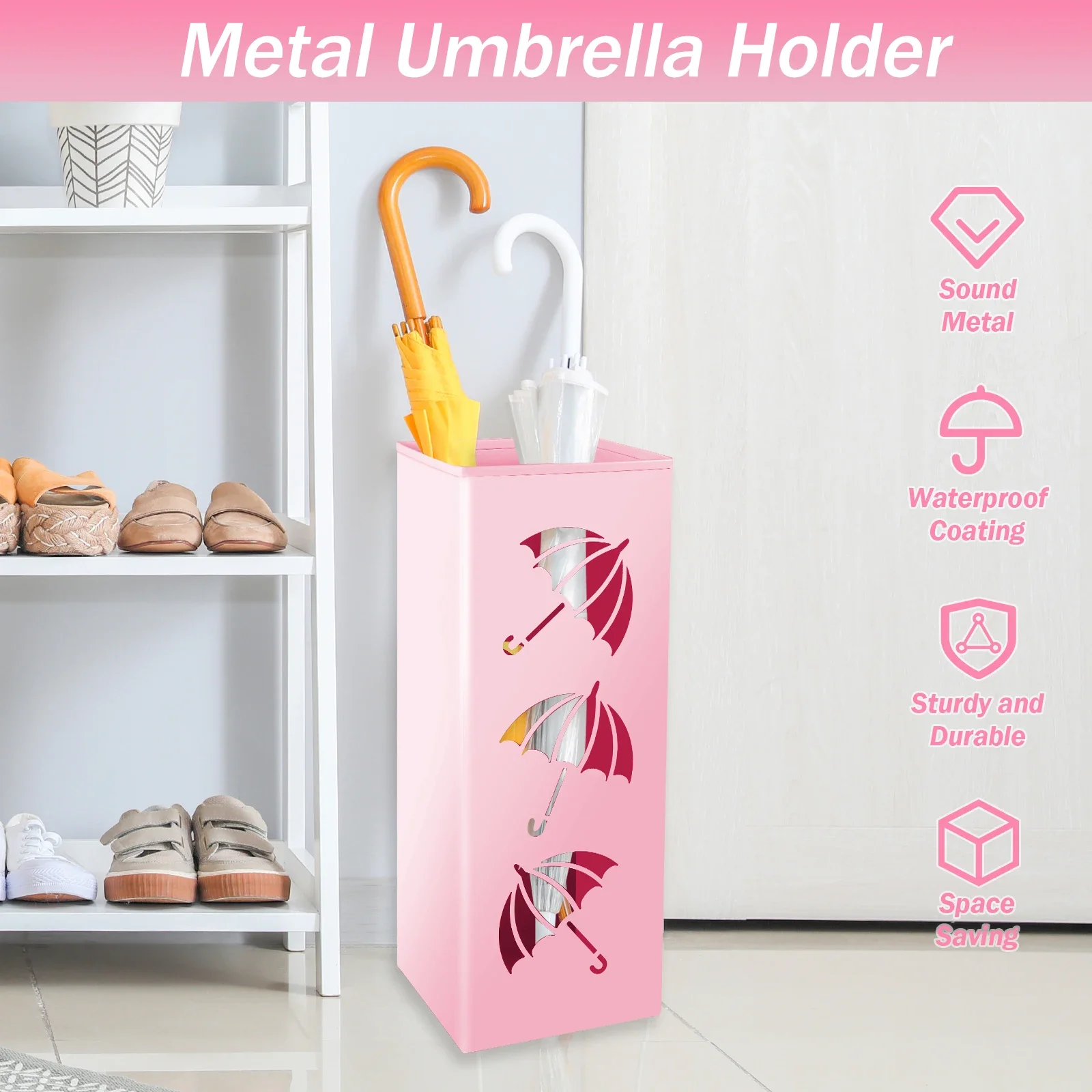 Porte-parapluies Métal Design Trèfle - 42 Cm Blanc - Range Parapluies Et Cannes Dans L'entrée