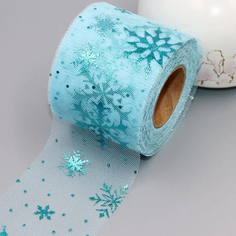 6 Stempel Glitzer Schneeflockenmuster Tüll Mesh Roll DIY TULLE BREAUBUTSTIGE FÜR BUTTORY FARTION ERHALTEN Hochzeitsdekoration – Detail 10
