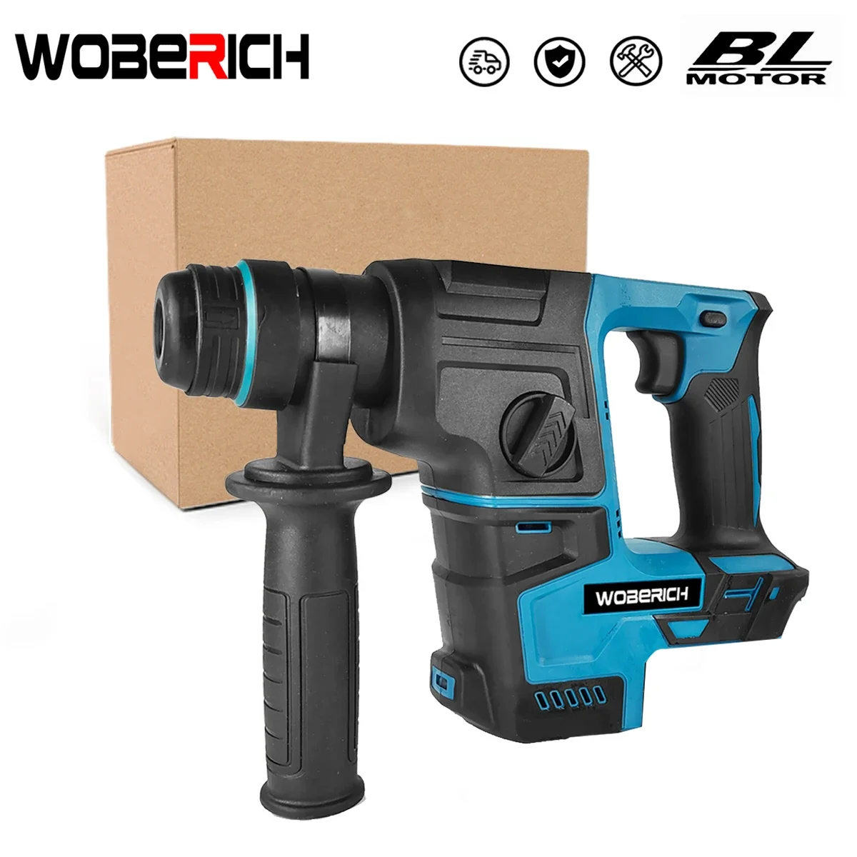 WOBERICH Brushless Cordless Rotary Hammer Impact Drill Rechargeable Electric Hammer Drill Impact Function For 18V Makita Battery, brushless cordless rotary hammer impact drill rechargeable electric hammer drill impact function for 18V Makita battery