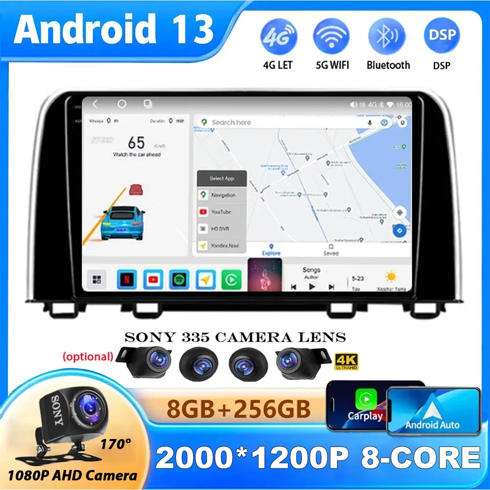 

Android 13 Car Radio For Honda CRV 2016 2017 -2021 Autoradio Multimedia Player QLED IPS Screen Carplay No 2Din DVD SWC DSP BT