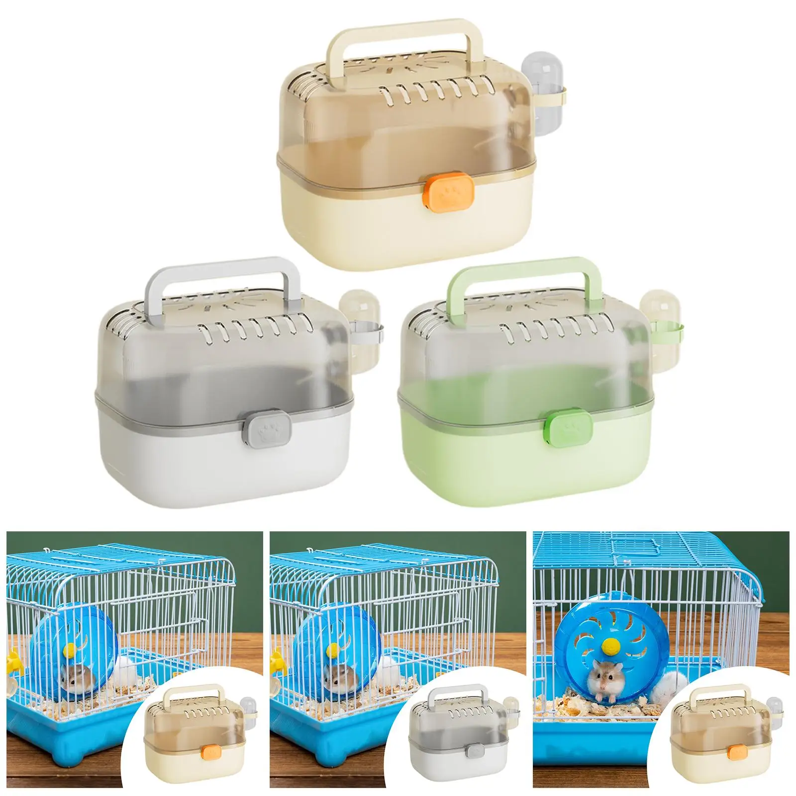 Hamster Carrier Cage Transparent Portable Breathable Compact Case for Indoor Rabbits Guinea Pigs Enclosure