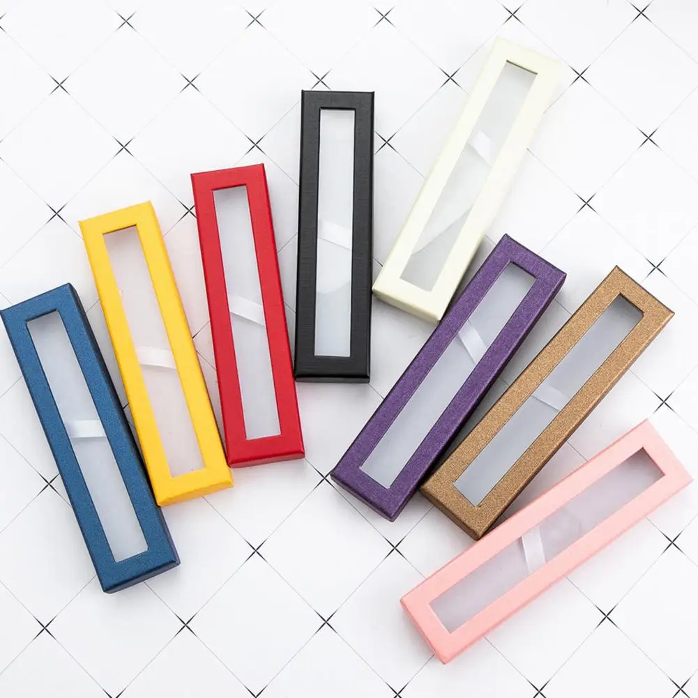 Pencil Case Transparent Window Business Office Paper Gift Pen Box Case Cardboard Pen Box Wrapping Supplies Caixa De L&aacute;pis pencil cases stationery box