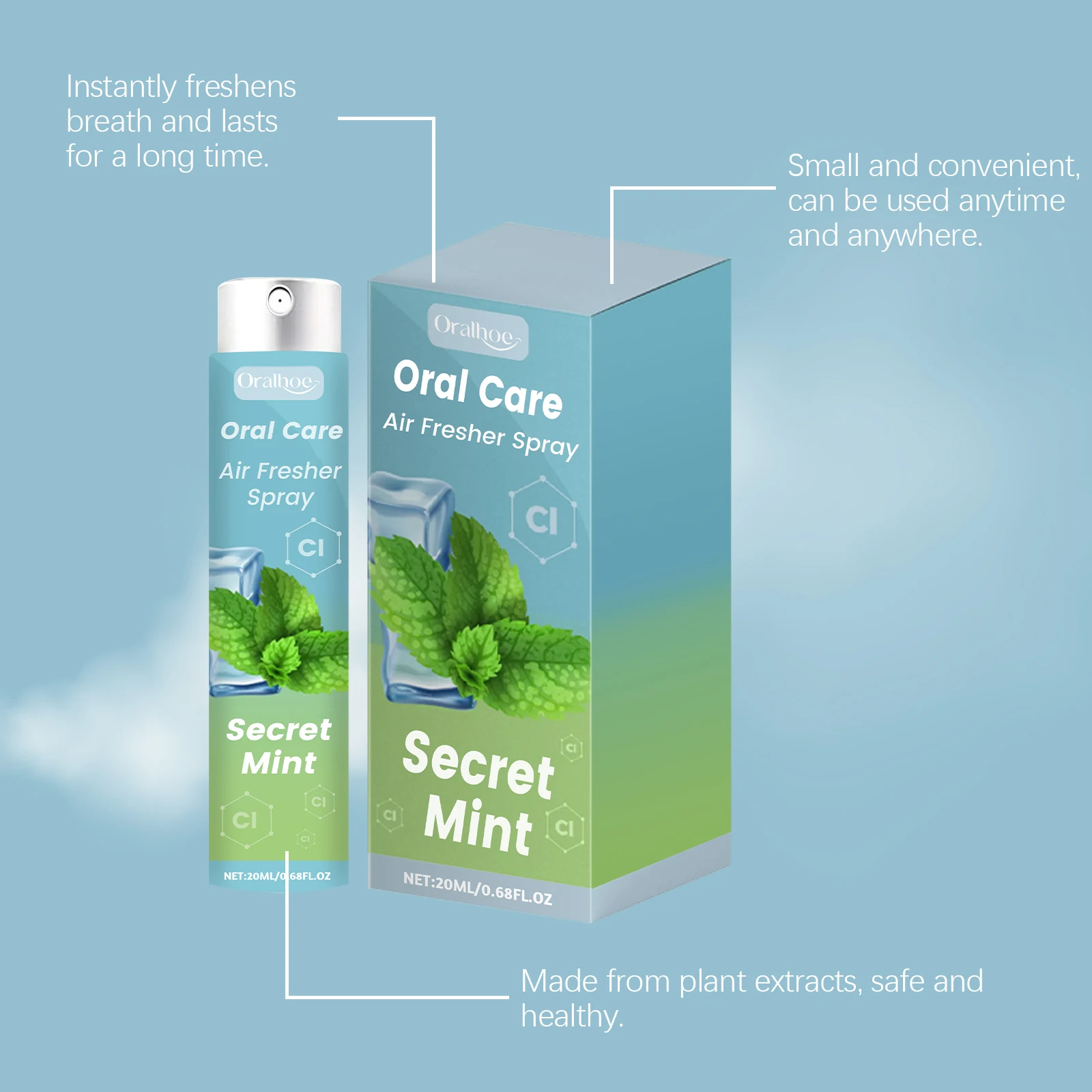 Mouth Freshener Spray Mint Long Lasting Oral Spray Remove Bad Breath Portable Breath Fresh Refreshing Oral Care Cleaning