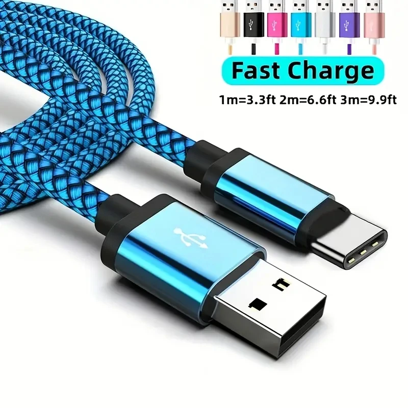 High-Speed Braided USB C Charging Cable - 3A Fast Charge