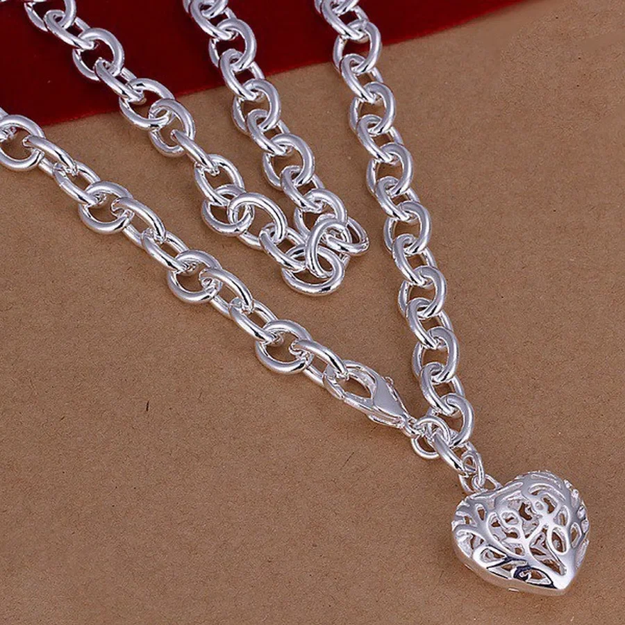 

Charm Pendant Women Men Hot Silver Color Beautiful Heart-shaped Necklace Fashion Trends Jewelry Gifts Dragonfly