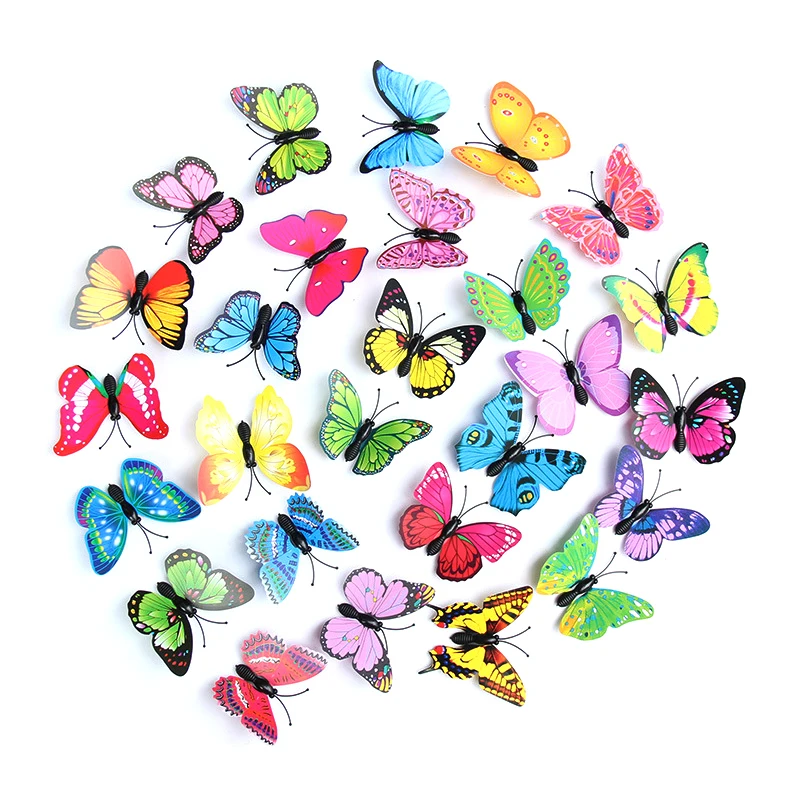 

12 шт., самоклеящиеся 3D-наклейки на стену в виде бабочек