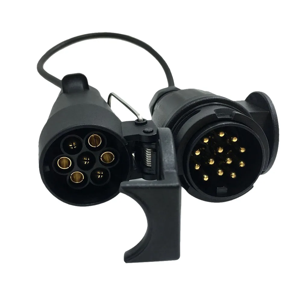 1Pc Professional 7 Pin To 13 Pin Euro Vehicle Trailer Adapter Connector Plug Towing Plug Socket Trailer Accessories (Black)