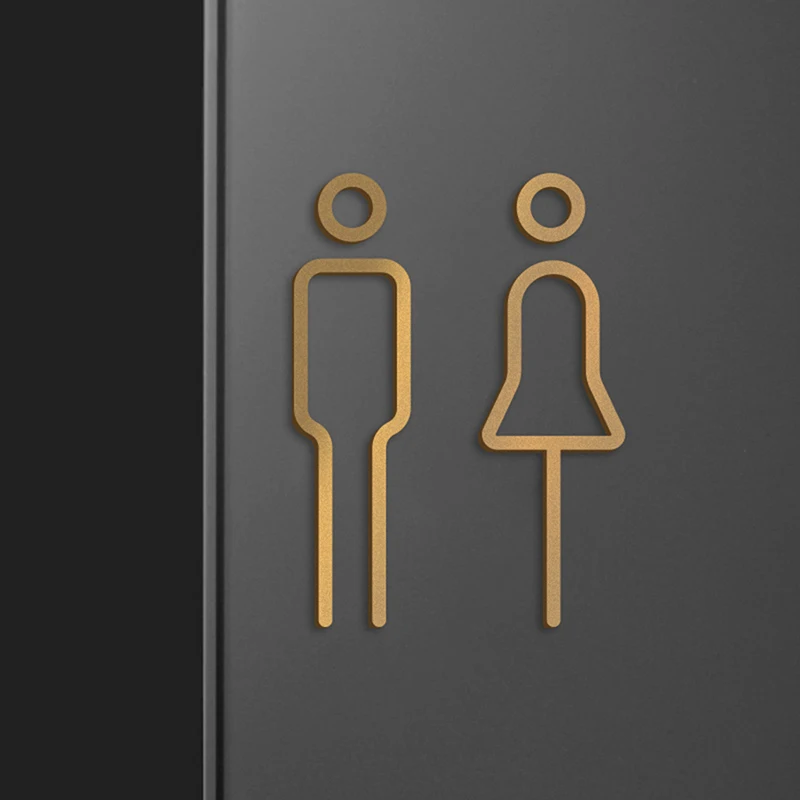 

Black Gold Color Toilet Sign Plate Acrylic 3D Wash Room Door Wall Label Sticker Wc Holder Signage Board Art Hotel Home Decor