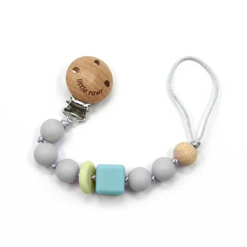 Wooden Pacifier Clip Pacifier Chain Safety Teething Baby Teether Eco-Friendly Pacifier Clip Pacifier Chewing Toy