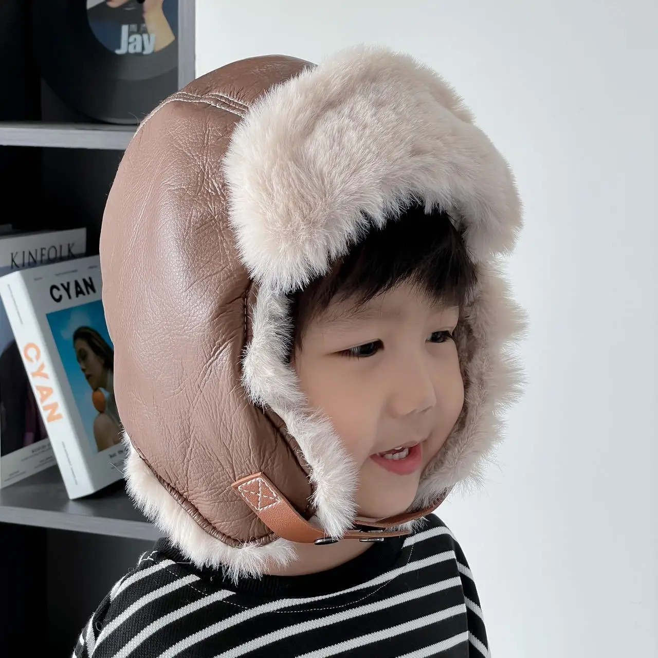 

Children 54-55cm Ear Protection Cap Boys Winter Thickened Warm Windproof Eyeglasses Mask Cap Girls Face Cover Cycling Cotton Cap