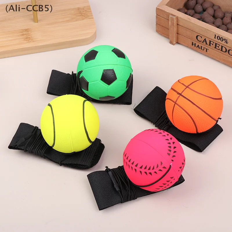 6CM Rubber Solid Hand Throwing Balls Wristband Bouncy Ball with Rope for Reaction Training