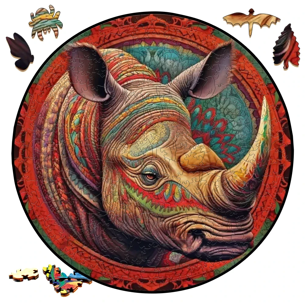 Deer Wooden Puzzle Jigsaw Brain Trainer Kids Adults Family Interactive Game DIY Crafts Wood Toys Rhino Wood Puzzles