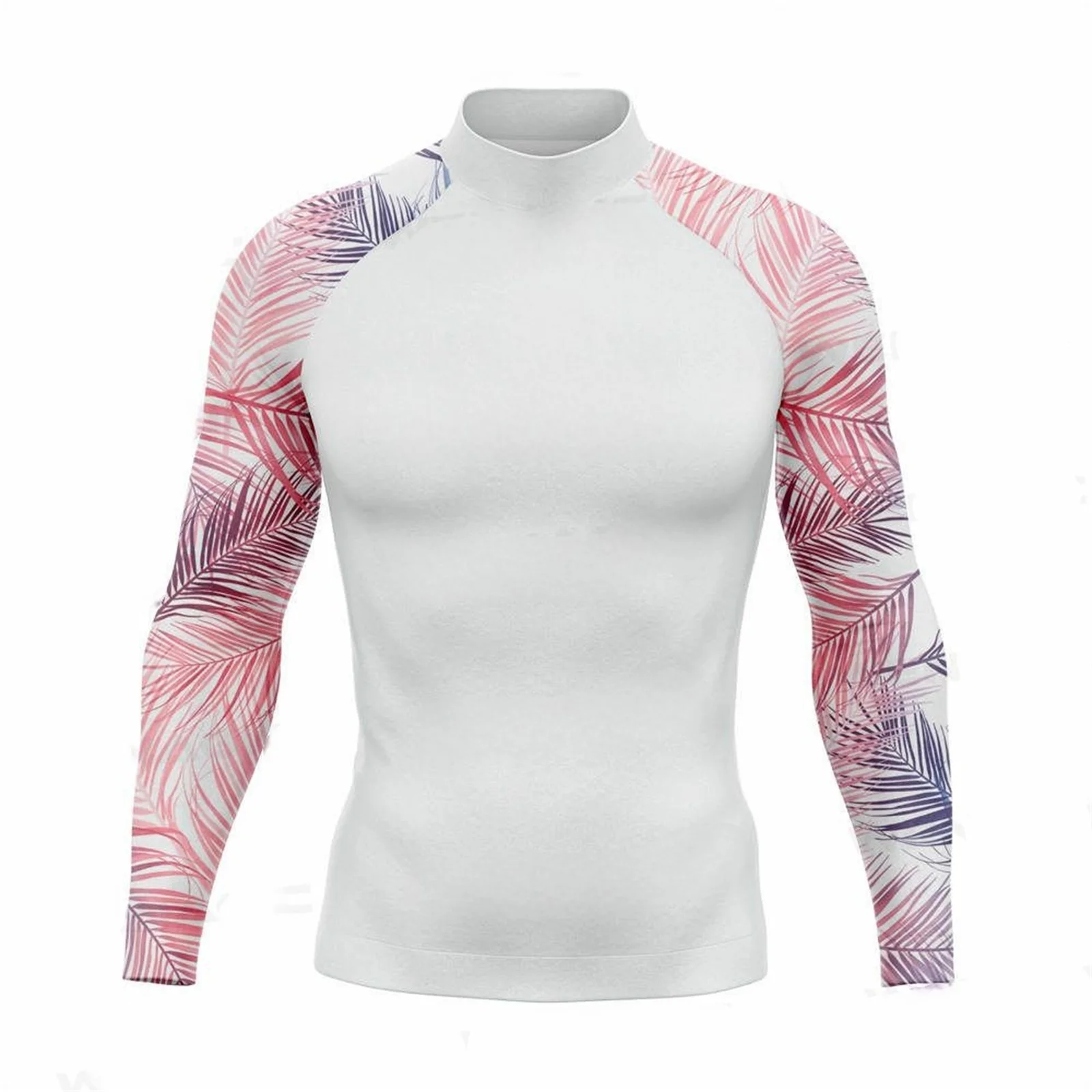 Men's Funny Swimwear Rash Guards Long Sleeve Surf T-shirt UV Protection Swimsuit Surfing Diving Swimming Skinsuit Rashguard