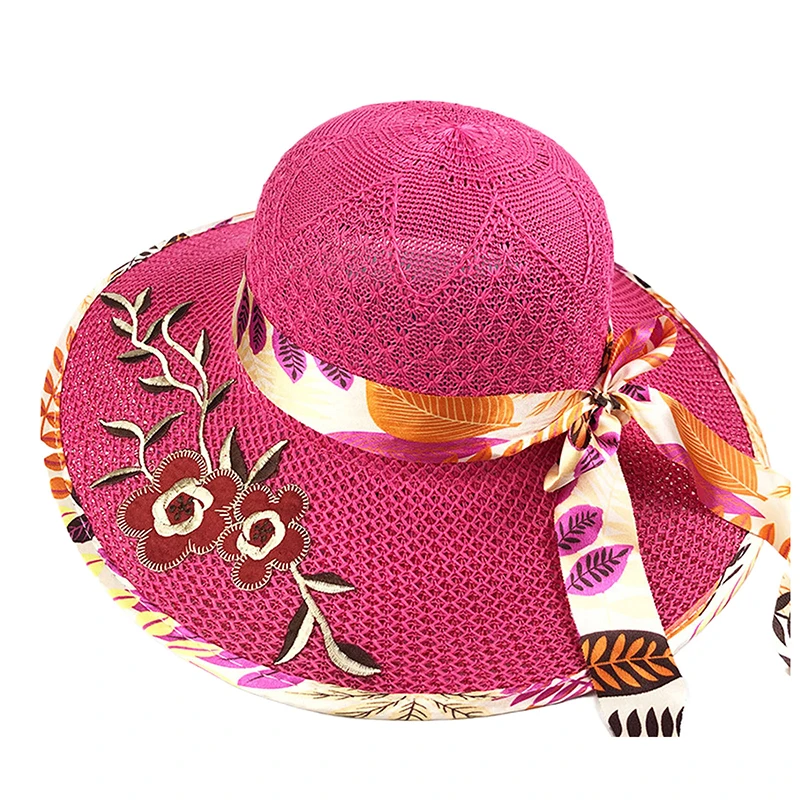 Simple Foldable Wide Brim Floppy Girls Straw Hat Sun Hat Beach Women Summer UV Protect Travel Cap Lady Cap Female Beach Hats