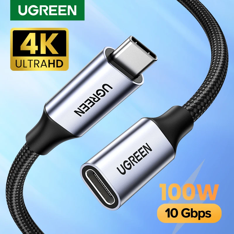 UGREEN-USB 연장 케이블, 남성-여성 유형 C 연장 코드, 썬더볼트 3,..