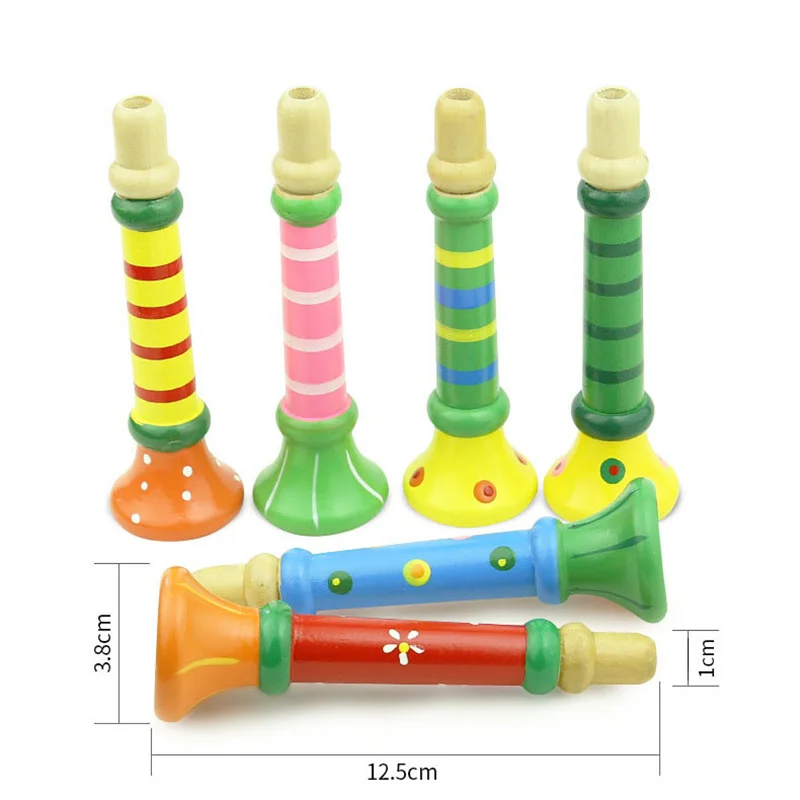 Children's Colorful Intellectual Development Vocal Novelty Puzzle Toys Wooden Horn Whistle Musical Instrument Interest Training 3