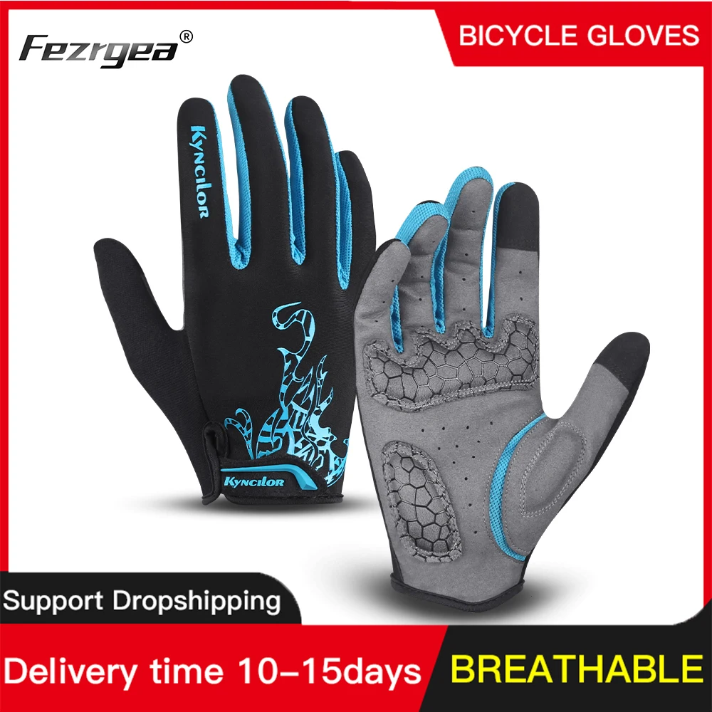 Long Finger Cycling Gloves Breathable Shock Absorption Men And Women