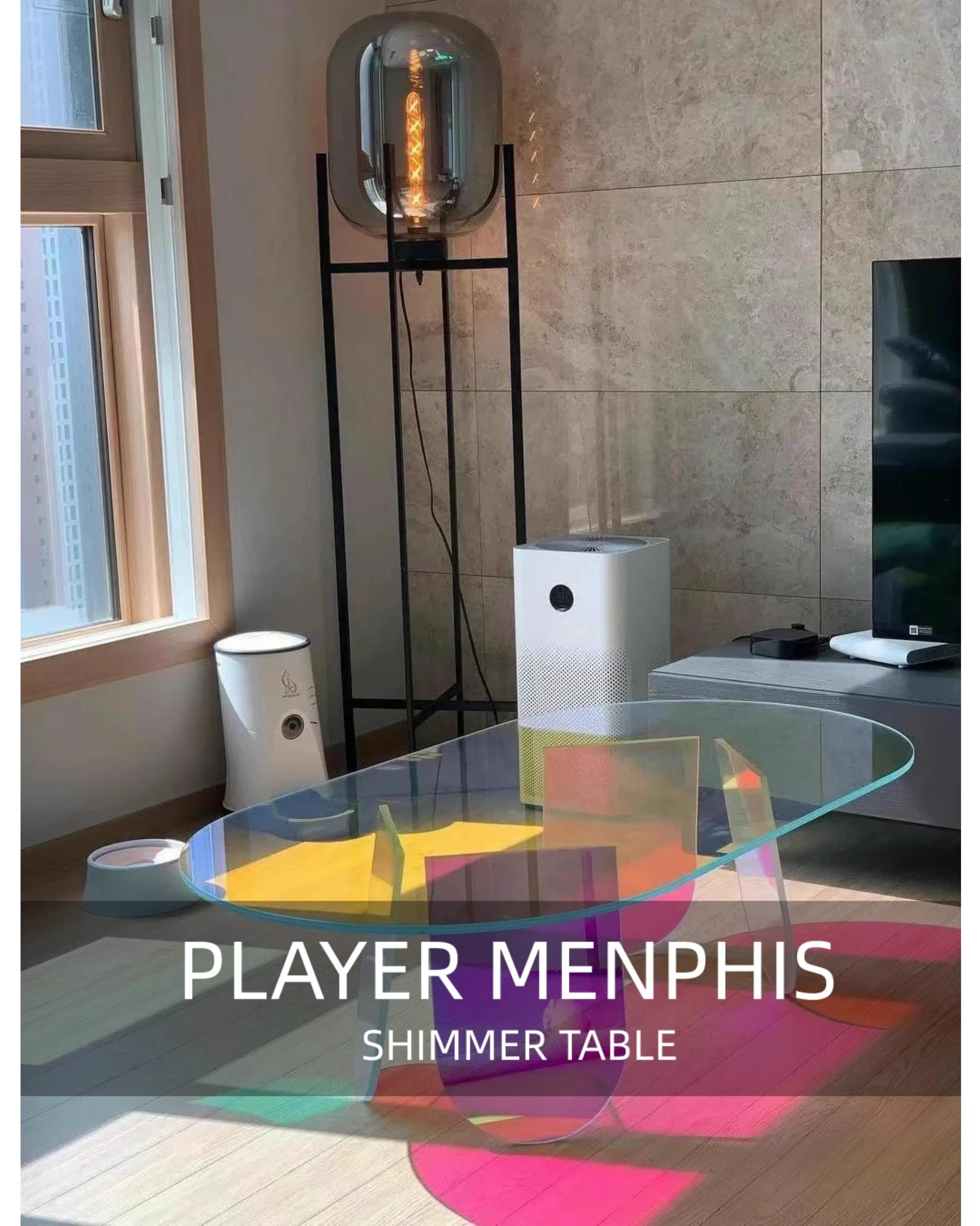 Modern Luxury Coffee Table Industrial Aesthetic Standing Italian Coffee Table Glass Sweet Transparent Metal Meubles Furniture