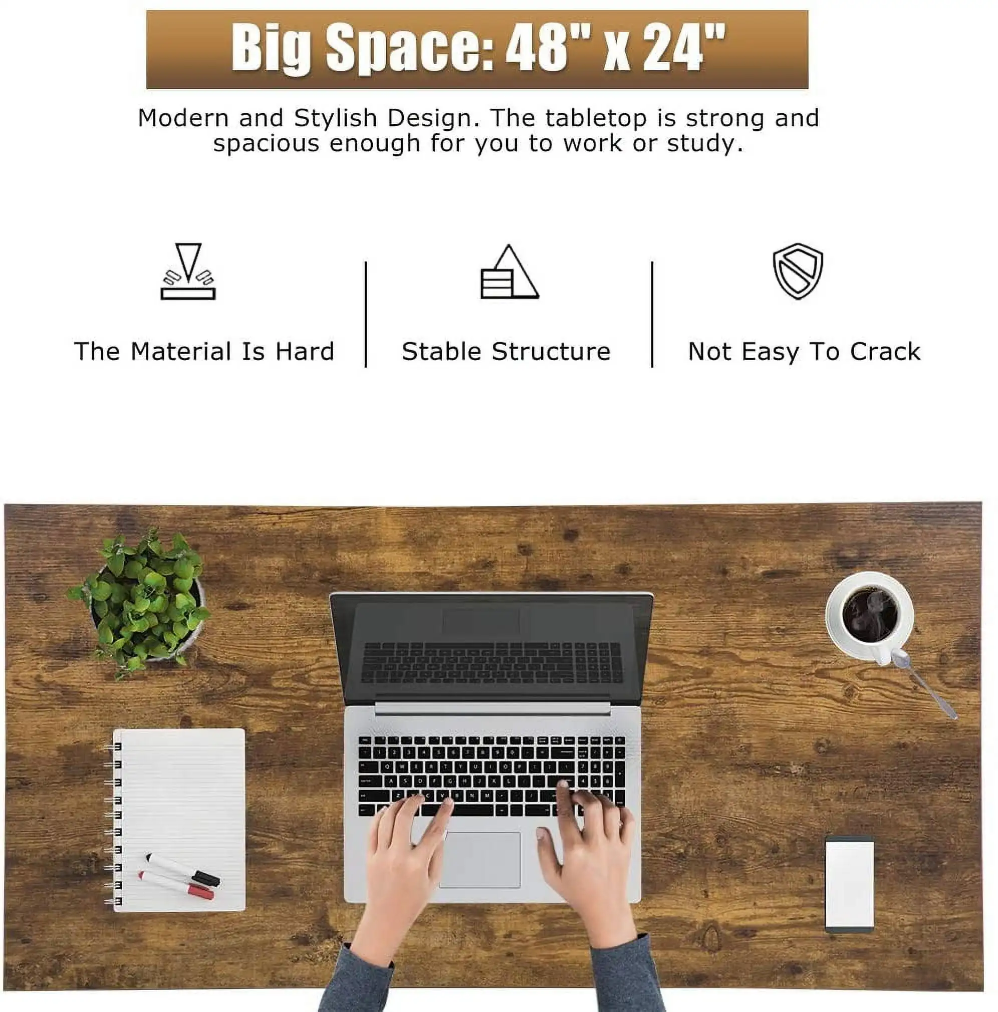 47 inch Computer Desk Modern Writing Desk, Simple Study Table, Industrial Office Desk, Sturdy Laptop Table for Home Office 3