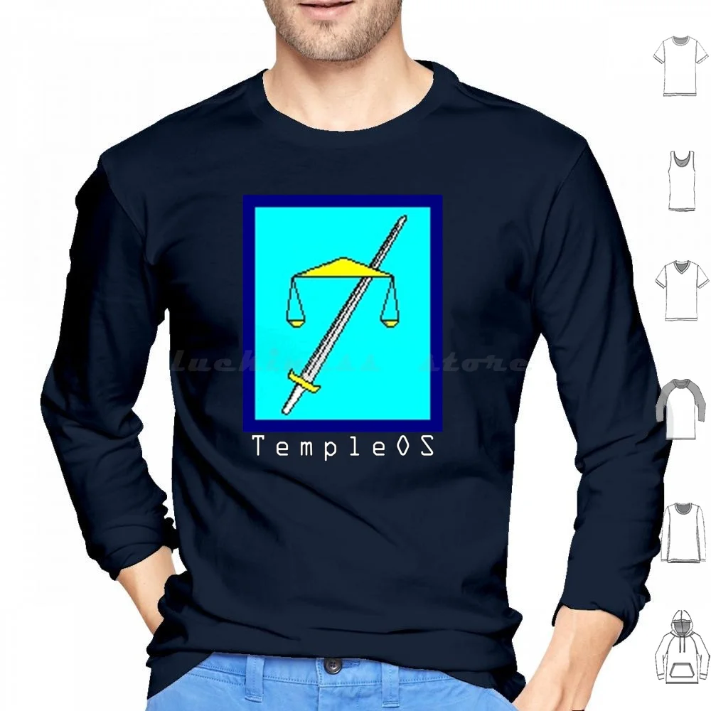 Templeos Hoodie Templeos Text Logo Hoodie Cotton Long Sleeve