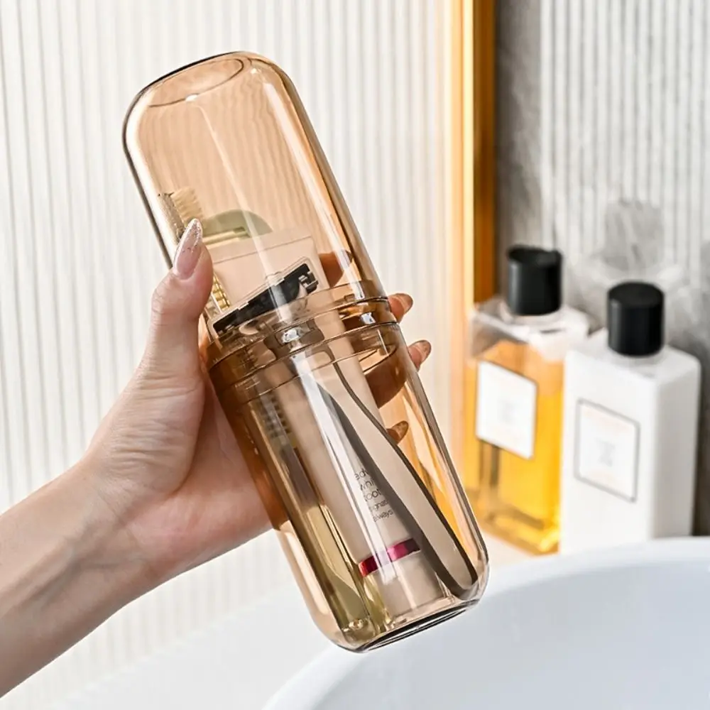 Portable Brushing Cup Toothbrush Storage Case Transparent Toothpaste Box Storage Cup Bathroom Accessories