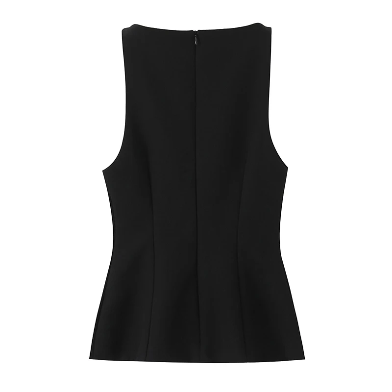 Women Top 2025 New Fashion Jewelry Button Single-Breasted Tops For Women Sexy Elegant Chic Vest Commuting Personality Shorts Top