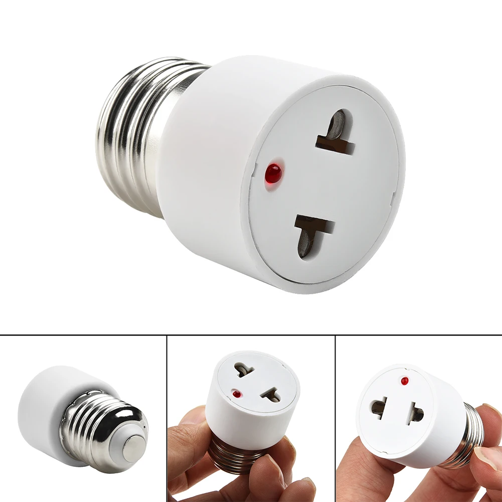 E27 Bulb To US/EU Plug Light Fixture Bulb Base Lamp Socket Adapter