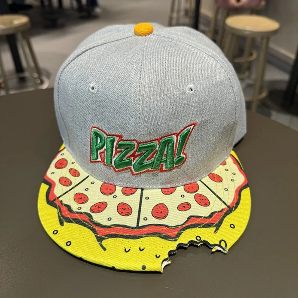 High Quality Casual Hip Hop Hats Adjustable PIZZA Embroidery Baseball Cap Breathable Sunscreen Hat Unisex