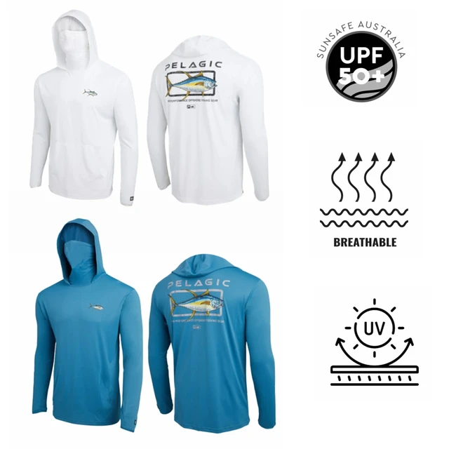 Pelagic Fishing Shirt UPF 50+ Hooded Fishing Clothes Men Face