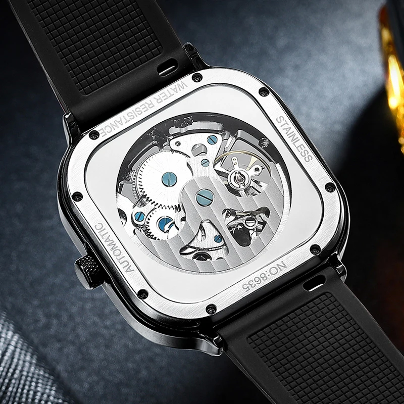 AILANG Classic Hollow Square Dial Men Sports Automatic Mechanical es Waterproof For Men Wrist_voghion.com