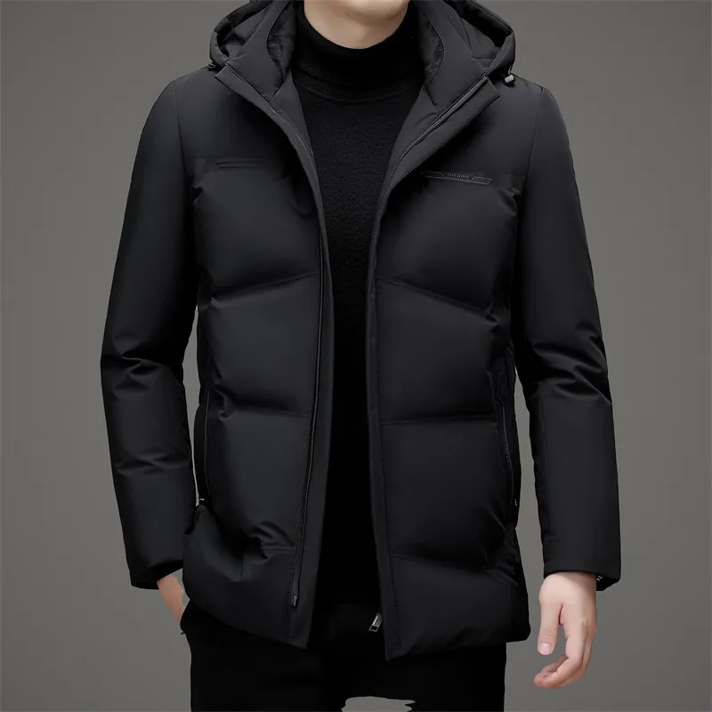 Casual Winter Men's Warm Hooded Duck Down Jackets Outwear Solid Puffer Coats Business Windproof Thick Down Padded Clothing