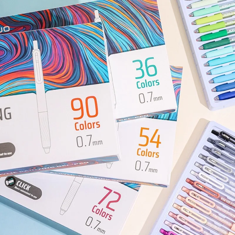 LANGUO 90/6 couleurs grande capacité presse acrylique Gel stylo 0.7mm stylo d'écriture peinture dessin papeterie bureau fournitures scolaires