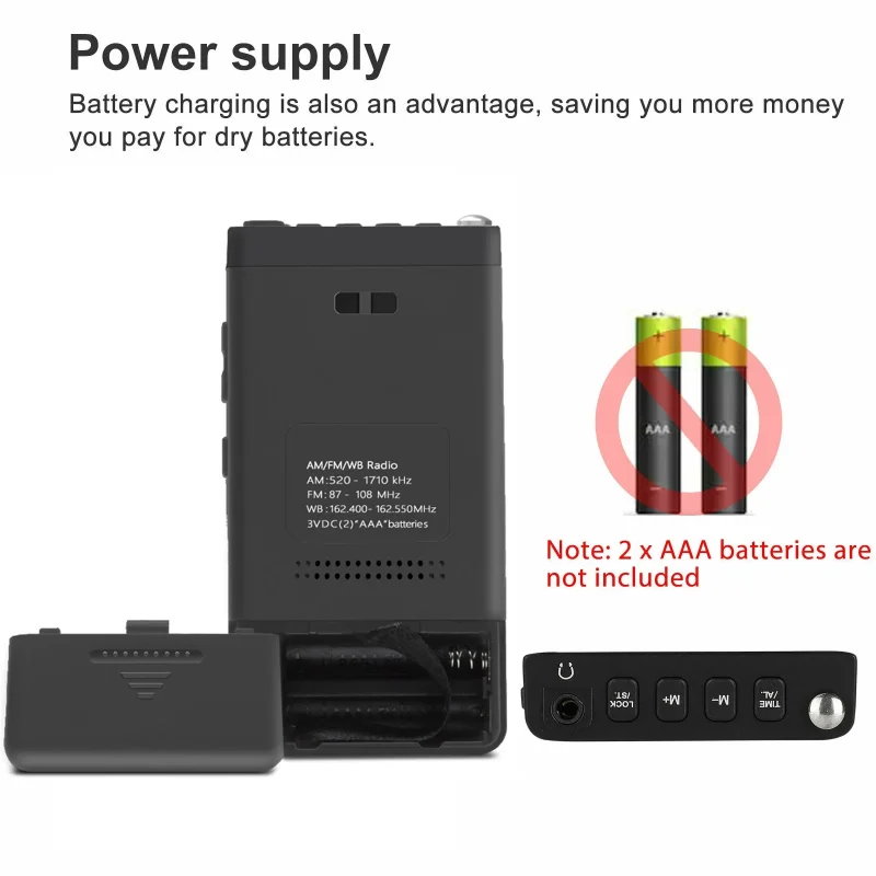 Mini Portable AM FM NOAA Radio Weather Radio with LCD Screen Alarm Clock